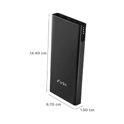 urbn 10000 mAh 20W Fast Charging Power Bank (1 Micro USB Type B, 1 Type C & 2 Type A Ports, Ultra Slim Metal Body, Smart Adaptive IC, Black) image 2