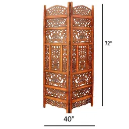 shilpi Brown 2 Panel Folding Wood & MDF Room Divider Seprator image 2