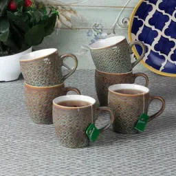cdi 150 ML Brown Ceramic 6 pcs Tea Cups With Tray-picture-27