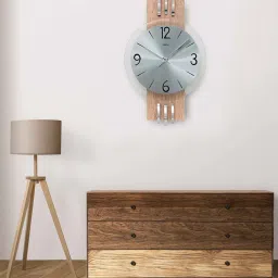 ams clocks Silver Round Analog Modern Clock With Quartz Movement image 1