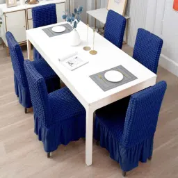 cortina Navy Blue Polyester Stretchable 18x16 Inches Chair Covers (Pack of 6)-picture-27