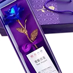 INTERNATIONAL GIFT Blue Rose Flower With Leaf With Gift Box-image-8