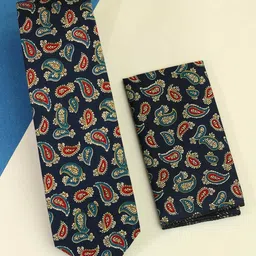 Tossido Men Ethnic Motifs Printed Cotton Neck Tie & Pocket Square Accessory Gift Set-image-59
