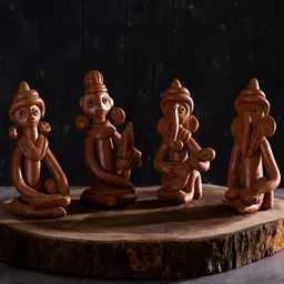 SOWPEACE Brown 4 Pcs Terracotta Tribal Sculpture Figurine Showpieces-image-31