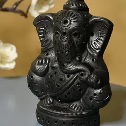 SOWPEACE Brown Terracotta Lord Ganesha Blessing Idol Showpiece-image-6