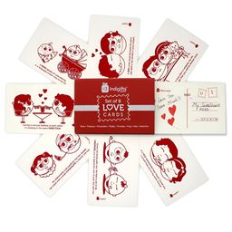 Indigifts White & Red 8 Pcs Valentine Theme Printed Love Story Postcard  Home Gift Set-picture-34
