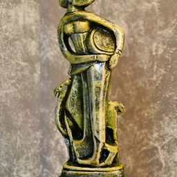 SOWPEACE Brown Terracotta Abstract Lady With Deer Figurine Showpiece-image-45