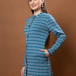 Anouk Women Geometric Printed Round Neck Long Sleeves Cardigan Sweaters image 5