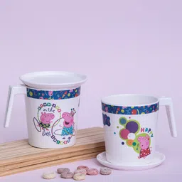 Servewell White Floral Printed Melamine Glossy Mugs Set of Cups-picture-10