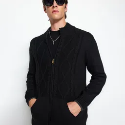 Trendyol Self Design Mock Collar Front-Open Sweater-picture-20