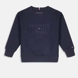 Tommy Hilfiger Boys Navy Blue Logo Self Design Sweatshirt image 1