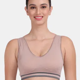 Amour Secret Mauve & Grey Workout Colourblocked Bra With Removable Padding image 1