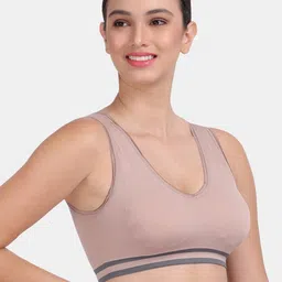 Amour Secret Mauve & Grey Workout Colourblocked Bra With Removable Padding image 2