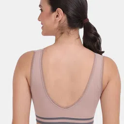 Amour Secret Mauve & Grey Workout Colourblocked Bra With Removable Padding image 4