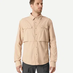 Men's long sleeved anti-UV desert trekking shirt - DESERT 900 - Beige-image-77