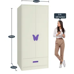 adona Palencia 2 Door Wardrobe with Butterfly Handles in Lavender Purple Colour image 3