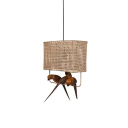opaque studio Birdie Teakwood & Cane Novelty Pendant Hanging Light (Brown) image 3
