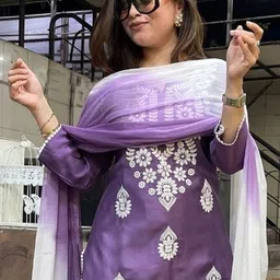 Anni Designer Ethnic Motifs Embroidered Chikankari Straight Kurta & Trouser & Dupatta image 2