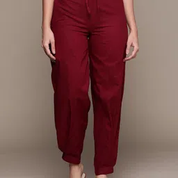 MBeautiful Women Maroon Mid-Rise Cotton Trousers-image-81