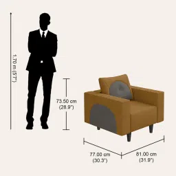 godrej interio Cresco Fabric 1 Seater Sofa In Camel Brown Colour image 2