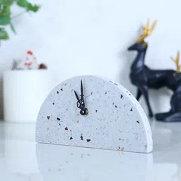 posh n plush Half-Circle Terrazzo Multicolour Stone Table Clock image 2
