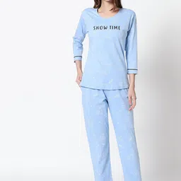 Zeyo Women Blue Pure Cotton Night Suit-picture-26