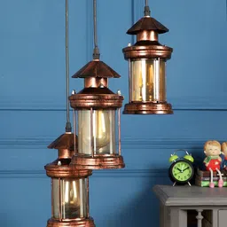 MFD HOME FURNISHING Copper-Toned & White Glass Quirky Cluster Lights image 4
