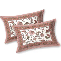 BELLA CASA Ethic White & Brown Printed Cotton 180 TC King Bedsheet with 2 Pillow Covers image 3