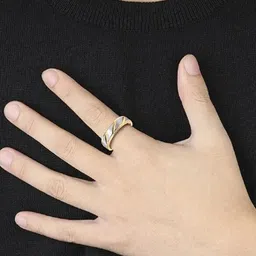 VIEN Men Set Of 2 Gold Plated Stainless Steel Finger Rings image 2