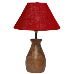 new era Maroon Jute Table Lamp With Wood Base image 5