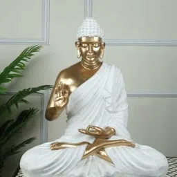 Serene Seated Gold Buddha Statue Elegant Decorative Idol (Gold)-image-56