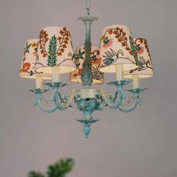 fos lighting Green Metal Shaded Chandelier-picture-0