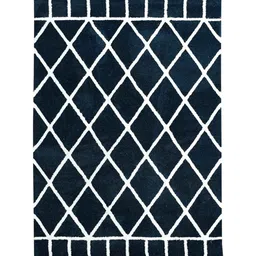 saral home Blue Geometric Cotton 5 ft x 7 ft Machine Made Carpet image 2