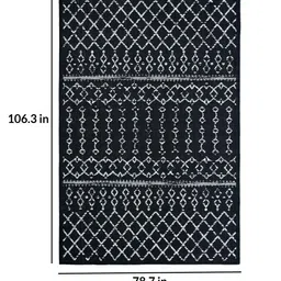 priyate Black Geometric Polypropylene 6 ft x 9 ft Machine Made Carpet image 3