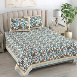 bombay spreads Brown Floral 180 TC Cotton King Size Bedsheet With 2 Pillow Cover-picture-26