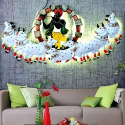 craft tree Krishna With 7 Cow Wall Hanging In White Colour image 1