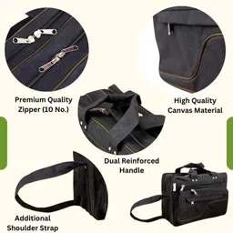 generic Canvas Tool Bag with 7 Pockets, Portable Storage Organiser for Tools image 3