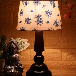 Petunia Off White Fabric Shade Night Lamp With Wood Base By BrightDaisy image 1