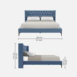 casacraft from pepperfry Noa Upholstered King Size Bed In Grey Color image 2