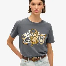 superdry Women Tattoo Script Print Relaxed Fit Crew-Neck T-Shirt-picture-44