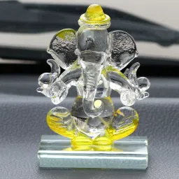 ecraftindia Lord Ganesha Yellow Crystal Idol image 1