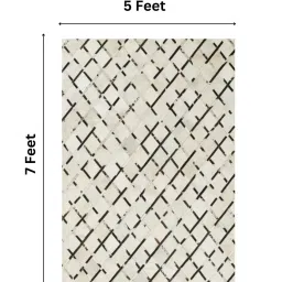 dazzhome Beige & Black Hair On Leather Stripes Hand Woven 5ftX7ft Carpet image 3