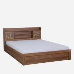 spacewood Kosmo Rayan King Size Bed in Natural Teak Finish with Hydraulic Storage image 3