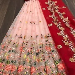Fancy Designer Pleated Embroidered Indo Western Party Lehenga image 1