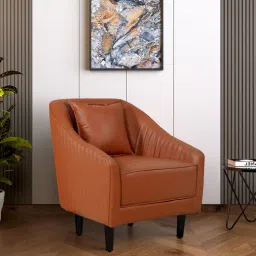 casacraft from pepperfry Orovia Leatherette Lounge Chair in Tan Colour-picture-12
