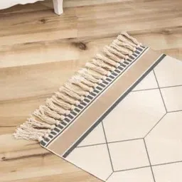 inside styles Beige Geometric Cotton 34x21 Inches Max Absorbant Door Mat image 4