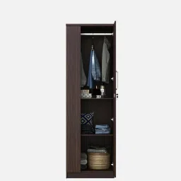 a globia creations Oracle 1 Door Wardrobe in Choco Walnut Finish With Mirror image 3