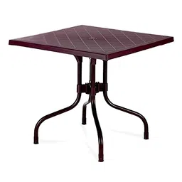 oaknest unboxing furniture OAKNEST Supreme Olive Plastic Foldable Square Dining Table with Aluminium Base for Dining Room| Garden| Cafe| Restaurent Etc.| 6 Months Warranty* (Globus Brown) image 1