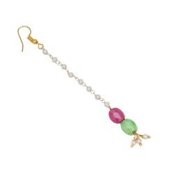 Ruby Raang Girls Gold-Plated Kundan Studded & Beaded Maang Tikka image 3