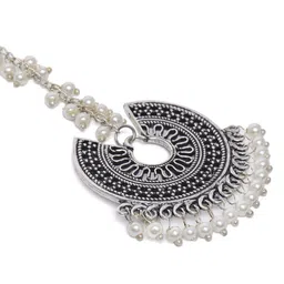 Binnis Wardrobe Oxidized Silver-Plated Handcrafted Maang Tikka image 4